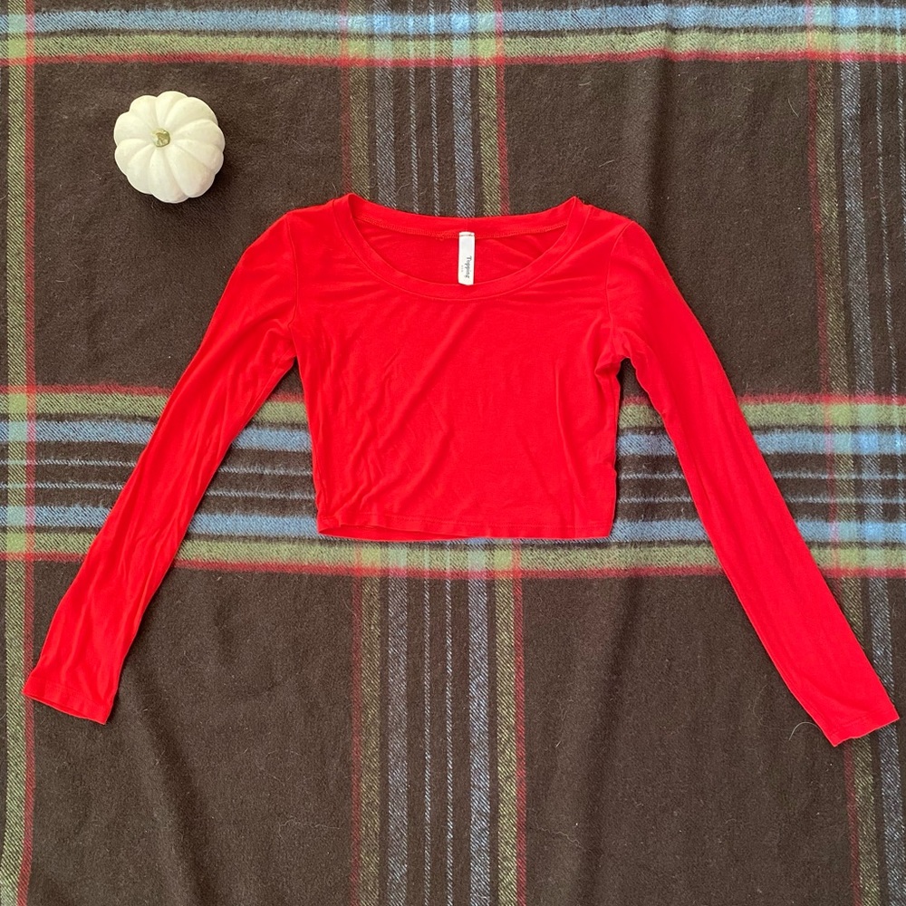Basic Red Longsleeve Crop Top